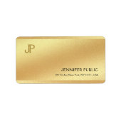 モノグラムエレガントグモダンラム光沢のある金ゴールドプレーン ラベル (正面)