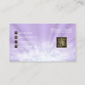 モノグラムエレガントグリッター紫QRコード 名刺 (正面)