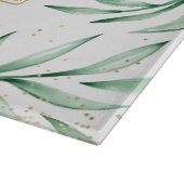 モノグラムエレガントグリーンウォーター葉カラー カッティングボード (角)