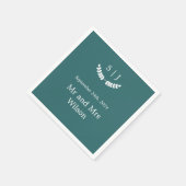 モノグラムエレガントグリーンジュエルトーンディナー スタンダードカクテルナプキン (角)