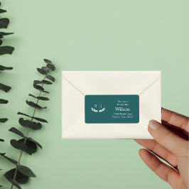 モノグラムエレガントグリーンジュエルトーン差出人住所 ラベル