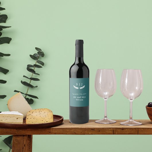 モノグラムエレガントグリーンジュエルトーン ワインラベル