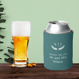 モノグラムエレガントグリーンジュエル結婚トーン 缶クーラー