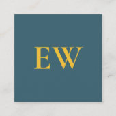 モノグラムエレガントグリーンブループロフェッショナル スクエア名刺 (正面)