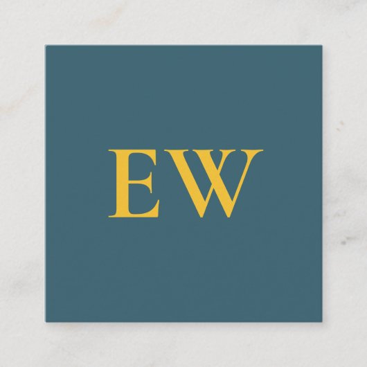 モノグラムエレガントグリーンブループロフェッショナル スクエア名刺 (正面)
