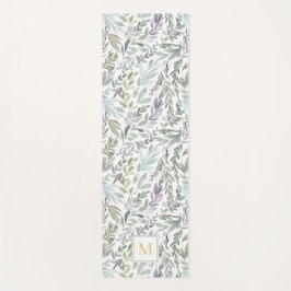 モノグラムエレガントグリーンボタニカルウォーター色 ヨガマット