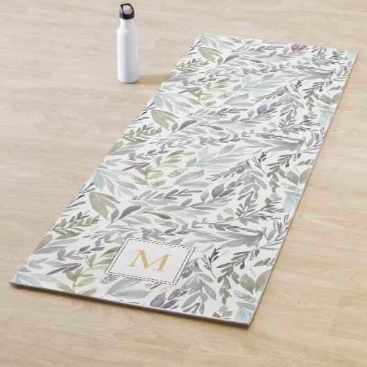 モノグラムエレガントグリーンボタニカルウォーター色 ヨガマット (インサイチュ)