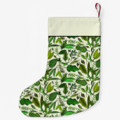 モノグラムエレガントグリーンボタニカルパターン スモールクリスマスストッキング (裏面)