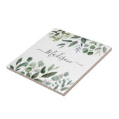 モノグラムエレガントグリーンユーカリ熱帯離れ タイル (側面)