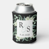 モノグラムエレガントグリーンリー結婚ブラック 缶クーラー (缶裏面)