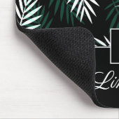 モノグラムエレガントグリー離れングのボタニカルパターン マウスパッド (コーナー)