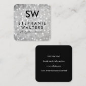 モノグラムエレガントグレイグリッター スクエア名刺 (正面/裏面)