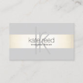 モノグラムエレガントグレイモダン金ゴールドストライプの 名刺 (正面)