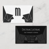 モノグラムエレガントグレー黒三角形モザイクタイル 名刺 (正面/裏面)