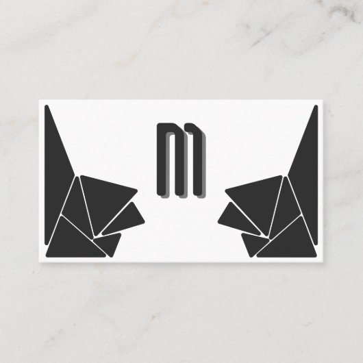 モノグラムエレガントグレー黒三角形モザイクタイル 名刺 (正面)