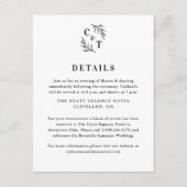 モノグラムエレガントグ葉リー結婚詳細 エンクロージャーカード (正面)