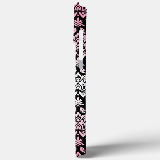 モノグラムエレガントケース付きピンクと黒のダマスク – M Case-Mate iPhoneケース (裏面 / 左)