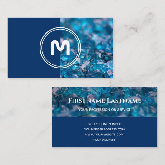 モノグラムエレガントサファイアツートーンブルー結晶b 名刺 (正面/裏面)