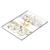 モノグラムエレガントサマーワイルドフラワーメドウフローラ ノートブック (左側)