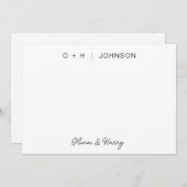 モノグラムエレガントシグネチャー結婚スクリプト ノートカード (正面/裏面)