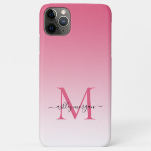 モノグラムエレガントシックなスクリプト名ピンクグラデーション iPhone 11 PRO MAXケース