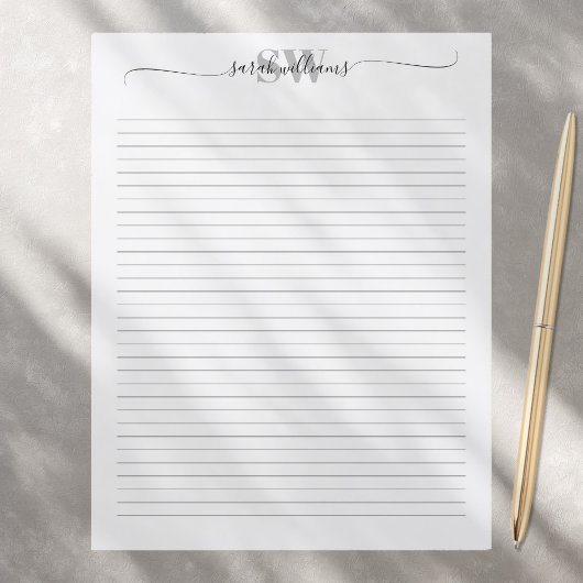 モノグラムエレガントシックなスクリプト名文房具紙