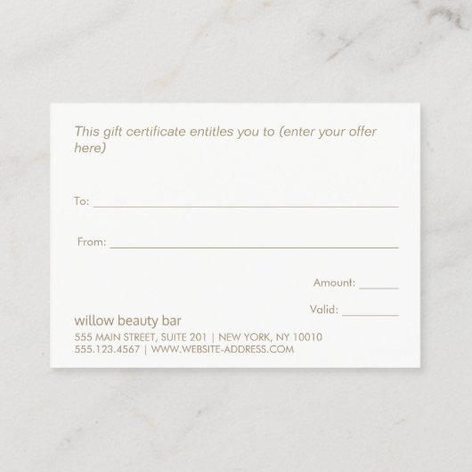 モノグラムエレガントシモダンェルギフト証明書 名刺 (裏面)