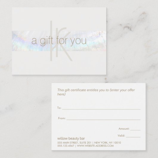 モノグラムエレガントシモダンェルギフト証明書 名刺 (正面/裏面)