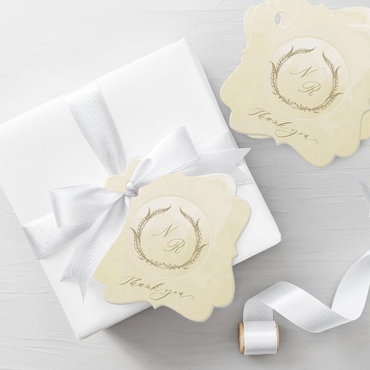 モノグラムエレガントシャンパンウォーターカラー結婚ズ フェイバータグ