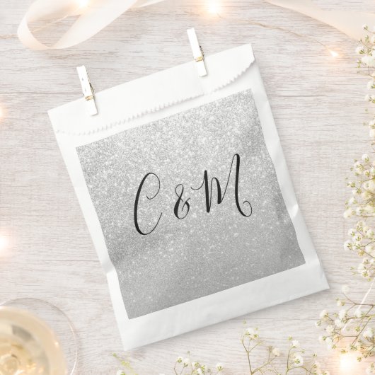 モノグラムエレガントシルバーグリッター結婚ズ フェイバーバッグ (クリップ留めされた状態)