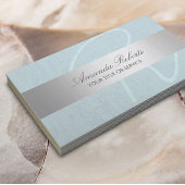 モノグラムエレガントシルバーストライプヴィンテージブルーリネン 名刺