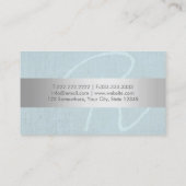 モノグラムエレガントシルバーストライプヴィンテージブルーリネン 名刺 (裏面)