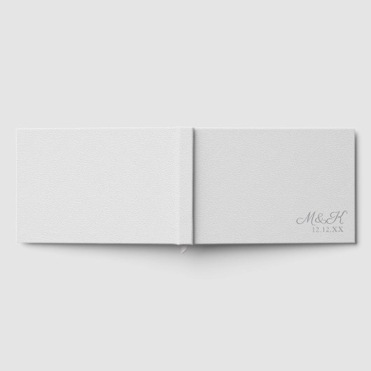 モノグラムエレガントシルバーフェイクレザールック結婚ス ゲストブック (全面)