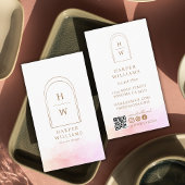 モノグラムエレガントシンプルアーチ |赤面ピンク 名刺