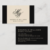 モノグラムエレガントシンプルブラックベージュモバイル公証人 名刺 (正面/裏面)