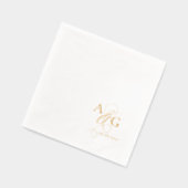 モノグラムエレガントスクリプトアンパ結婚サンドの金ゴールド 箔ナプキン (左)
