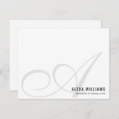 モノグラムエレガントスクリプトイニシャルシンプル事業 ノートカード (正面/裏面)