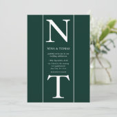 モノグラムエレガントスクリプトグリーン&ホワイト結婚ズ 招待状 (スタンド正面)