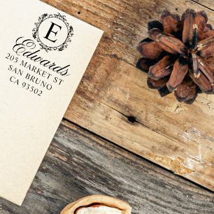 モノグラムエレガントスクリプトファミリ名差出人住所 セルフインキングスタンプ