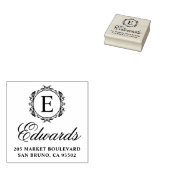 モノグラムエレガントスクリプトファミリ名差出人住所 ラバースタンプ (押印)