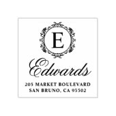 モノグラムエレガントスクリプトファミリ名差出人住所 ラバースタンプ (インプリント)