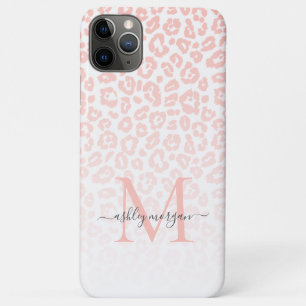 モノグラムエレガントスクリプト名Pink Leopard グラデーション iPhone 11 Pro Maxケース
