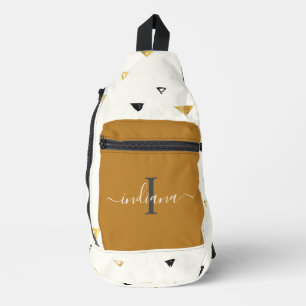 モノグラムエレガントスクリプト抽象芸術パターカスタムン スリングバッグ