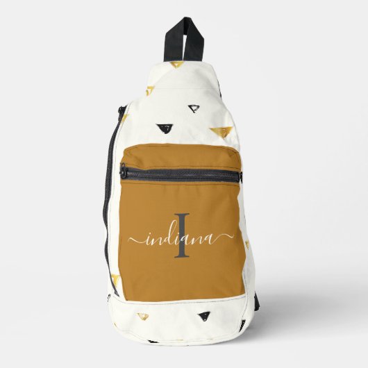 モノグラムエレガントスクリプト抽象芸術パターカスタムン スリングバッグ (正面)