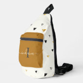 モノグラムエレガントスクリプト抽象芸術パターカスタムン スリングバッグ (右コーナー)