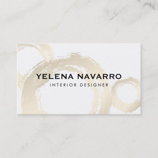 モノグラムエレガントスクリプト文字付きブラシストローク 名刺 (正面)