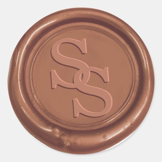 モノグラムエレガントスクリプト銅ワックスシール結婚ズ ラウンドシール (正面)