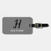 モノグラムエレガントスクリプモダントのグレー黒追加の名前 ラゲッジタグ (正面横)