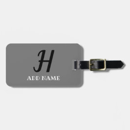 モノグラムエレガントスクリプモダントのグレー黒追加の名前 ラゲッジタグ