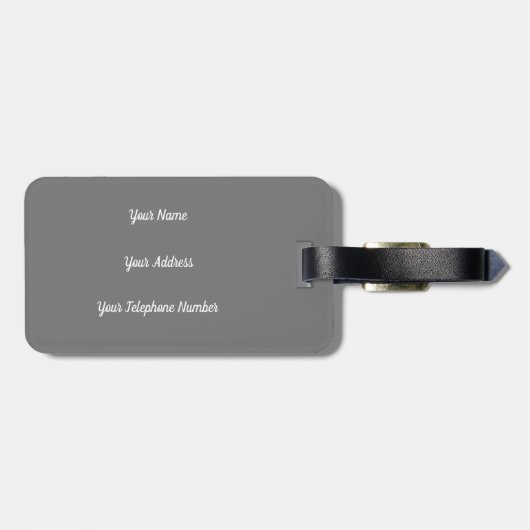 モノグラムエレガントスクリプモダントのグレー黒追加の名前 ラゲッジタグ (裏面横)